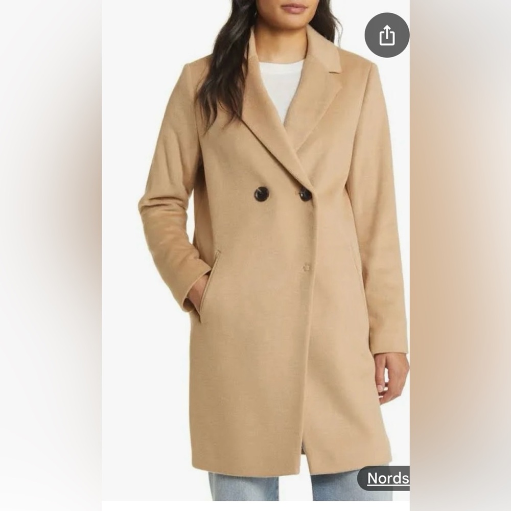 Women's Tan Double-Breasted Coat